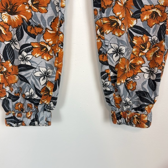Urban Outfitters Orange and Gray Hawaiian Floral Print Pull on Joggers. Size Med - Picture 4 of 14